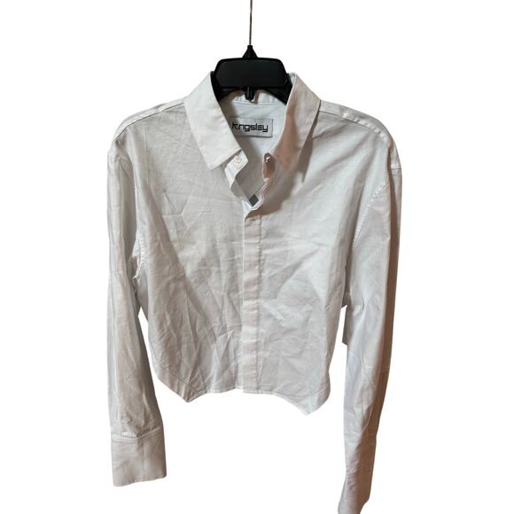 K.NGSLEY Vincent White V-Back Button Up Shirt - Size Small (new) - Picture 5 of 9